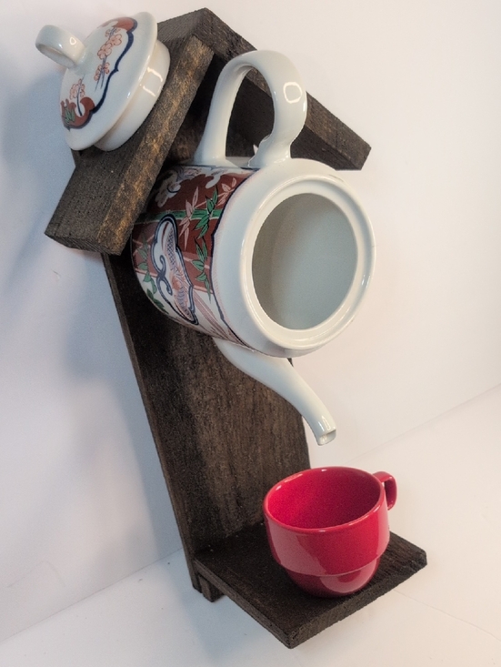 Other - Rustic Wooden Handcrafted Teapot Bird Feeder Fly High